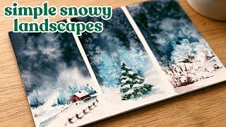 3 snowy landscapes without using white paint