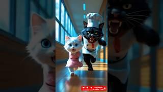 Kitten Unveils Black Cat’s Secret 🩻 and Sparks a Thrilling Chase!  Must Watch! #aicat #cat #shorts