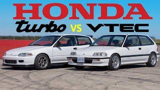 90's Honda Greatness - VTEC vs Turbo // Roll Races & Track Battle