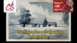 Colinsteedart. Painting a tone study using watercolour. The full demonstration.