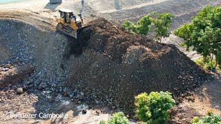 NEW PROJECT! THE BEST WORK FAST DOZER CAT​ D6R2 PUSHING CLEARING SOIL MAKE NEW ROAD DAM CONSTRUCTION