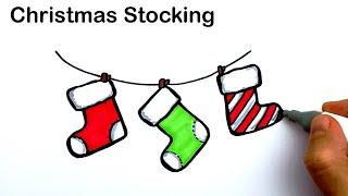 How to draw Christmas Stocking | Christmas drawings