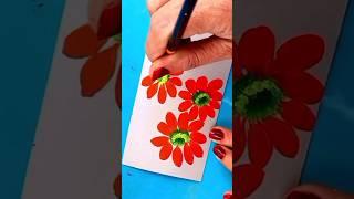 ️ Easy RED FLOWER painting using Round brush #shorts #flower #viralshorts