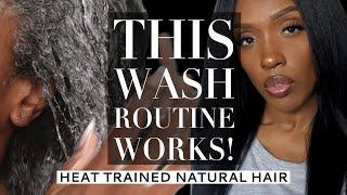 Easiest Wash Day Routine For Natural Hair | Blow Dry and Silk Press | Heat-Trained