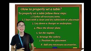 Assigned topic: How to properly set a table and the importance of table settings.