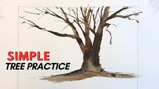 Simple Tree Watercolor Painting Practice - Intiutive Practice #1 - Matthew White