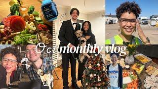 monthly vlog   hosting halloween housewarming, running my first 5k, new tech, bts of work & more!