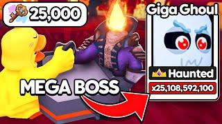 I Beat 25,000 Mega Bosses and Got STRONGEST Free Giga Ghoul Pet in Arm Wrestling Simulator!