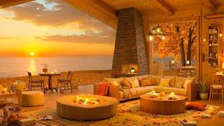 Peaceful Autumn with Gentle Jazz - Cozy Fireplace with Smooth Jazz for Relaxation,Study, Work