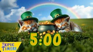 5 Minute Timer with music   St patricks day Kitties