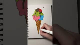 Let’s draw some ice cream #simpledrawing #easy #ohuhu #alkoholmarkers #relaxing #fun