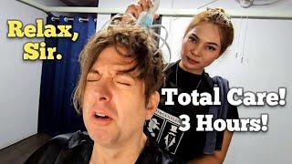 3 HOURS: COULDN'T MOVE or TALK! (ASMR Ear Cleaning, Massage, Facial & Shave) Pattaya, Thailand 