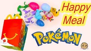 Mcdonald's Fast Food Happy Meal All 8 Pokemon + Playing Cards + Surprise Egg Toys 2015 Video