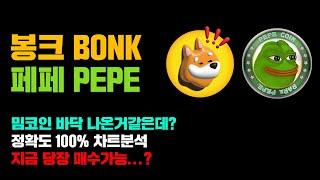 봉크 BONK 페페 PEPE [긴급] 밈코인 바닥 나온거같은데 지금 "매수가능?" 정확도 100% 차트분석, 영상 필수시청...! #코인시황
