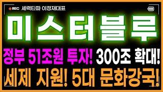 미스터블루 주가전망 - 웹툰 대장주! 3차급등 파동 시작! 정부 51조원 투자! 300조 규모 확대! 세제 지원까지! 전세계 5대 문화강국 만든다!