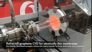 Roll-to-roll graphene CVD for atomically thin membranes