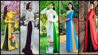 Long Kurti With Palazo Design/Vietnamese Long Kurti Designs/AO DAI Vietnamese Traditional Long Dress