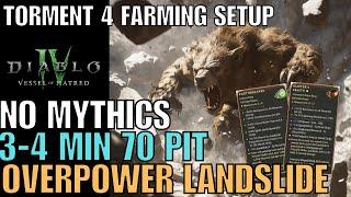 Pure Landslide Druid Torment 4 Speed Farming Setup No Mythics Diablo 4 Vessel of Hatred Season 6