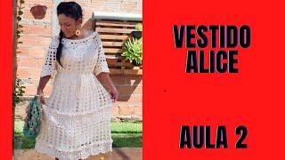 VESTIDO CROCHE ALICE AULA 2#aracellycostaatelie #vestidofloral #500subs #florescroche #vestidofesta