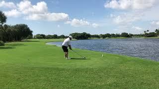 Jared Meyers tees off during the final round of the 2019 Arrigo Four Ball at Bear Lakes CC