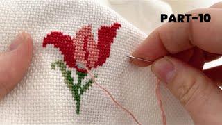 Yeni başlayanlar için etamin havlu işleme / cross stitch towel embroidery for beginners | PART-10 |