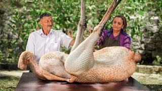 Roasting An Entire Ostrich In An Underground Tandoor! A Feast Our Village Never Seen