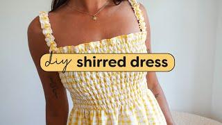 The easiest dress you’ll sew!  DIY Shirred Dress FREE pattern!