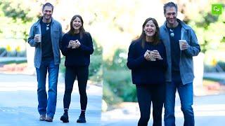 Jennifer Garner and her boyfriend John Miller looked happy as they went for a morning walk