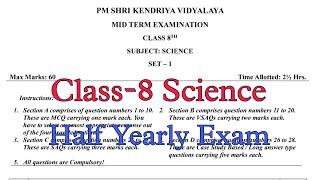 Class-8 Science Half Yearly Exam Question Paper / Term-1 Session 2024-25 PM Shri Kendriya Vidyalaya