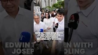 Edwin Tong seen with Joseph Schooling at Yusof Ishak Secondary School | GE2025