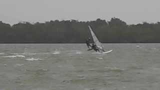 Windsurfing in 25-30 mph winds off the Sanibel Causeway