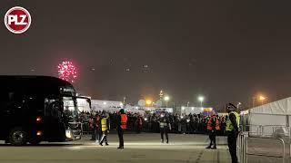 Celtic team arrive to fireworks ahead of UCL clash