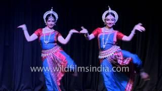 Indian girls perform Odissi dance in Delhi