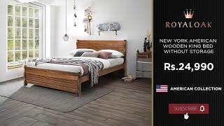 Royaloak | New York American Wooden King Bed Without Storage