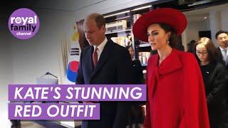 Princess Kate in Stunning Red Outfit Welcomes South Korean President to UK