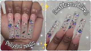 SCATTERRED BLING POLYGEL NAILS  | NAIL TUTORIAL | MODELONES POLYGEL