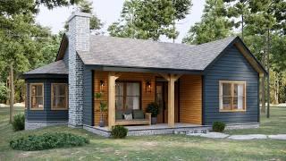 36'x32' (11x10m) Totally Fall In Love With This Cozy Cabin | Small House Design Ideas