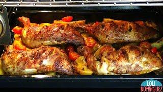 POLLO ASADO AL ESTILO TURCO CON PATATAS Y CEBOLLA  - Recetas paso a paso, tutorial. Loli Domínguez