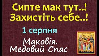 1 серпня. Перший МЕДОВИЙ СПАС / Церковне свято МАКОВЕЯ / Початок Успенського посту. Народні традиції