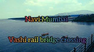 The Vashi railway bridge crossing. Navi Mumbai.