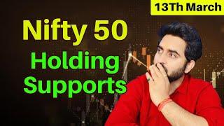 Nifty50 क्या Support तोड़ेगा ?Analysis & Prediction for tomorrow 13th March