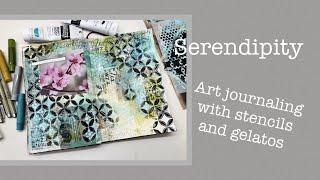 Serendipity - Art journaling with stencils and gelatos - process video