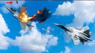 Just arrived! Ukraine's first F-16 squadron was destroyed by a Russian SU-57 at close range.