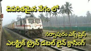 High Speed Double Line Electric trains Crossing With WAP4 Vs WAP7 Narsapur Express 27 March 2022