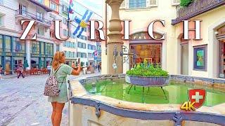 Switzerland Zurich  Exploring the Beauty of City Center /  Shopping & Cafes streets 4K 60fps