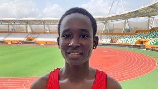 Naseera Quansah wins U20 girl’s 100m final. 12.08sec. 5 Nation Athletics Championship. Abidjan2024.