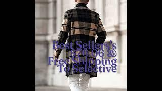 Men's Plaid Printed Mid-length Woolen Coat Fall Winter Fashion Casual High Street High Quality S...