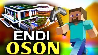 MINECRAFT🟢2 SEKUNDA UY QURISH MOD🟢UZBEKCHA LETSPLAY