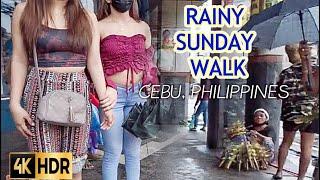 [4K CEBU ] PHILIPPINES | Palm Sunday Walk in the Rain Around Basilica Minore Del Sto. Niño