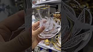 Fancy Golden Luxury Cuo Saucer and Glass | Luxury Crockery Wholesale Market Pakistan FF Enterprises